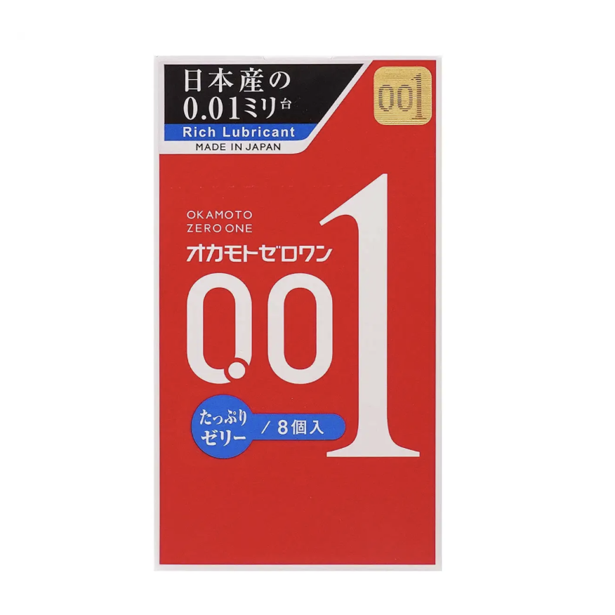 岡本 0.01 潤滑劑加量 (日本版) 8 片裝 PU 安全套