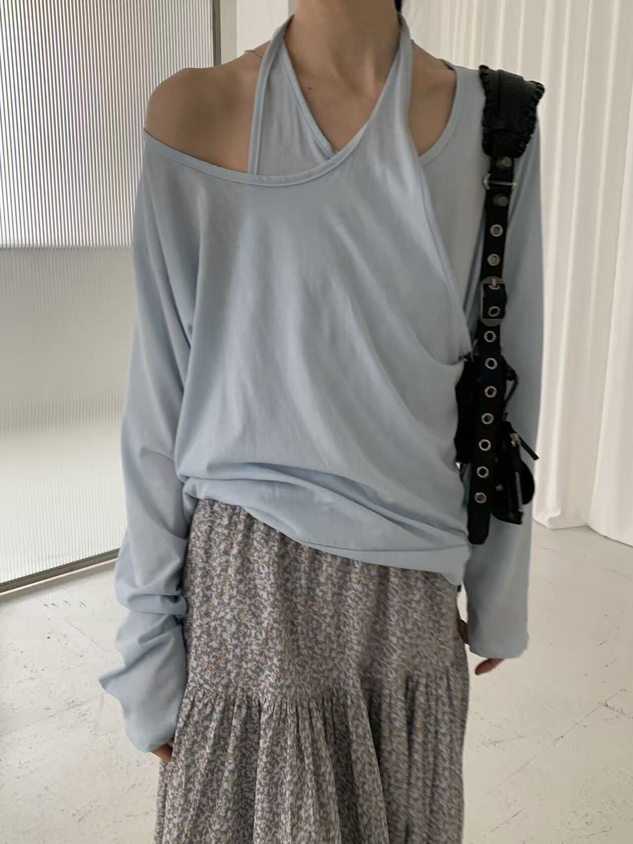 LR6007 兩件寬領背心罩衫