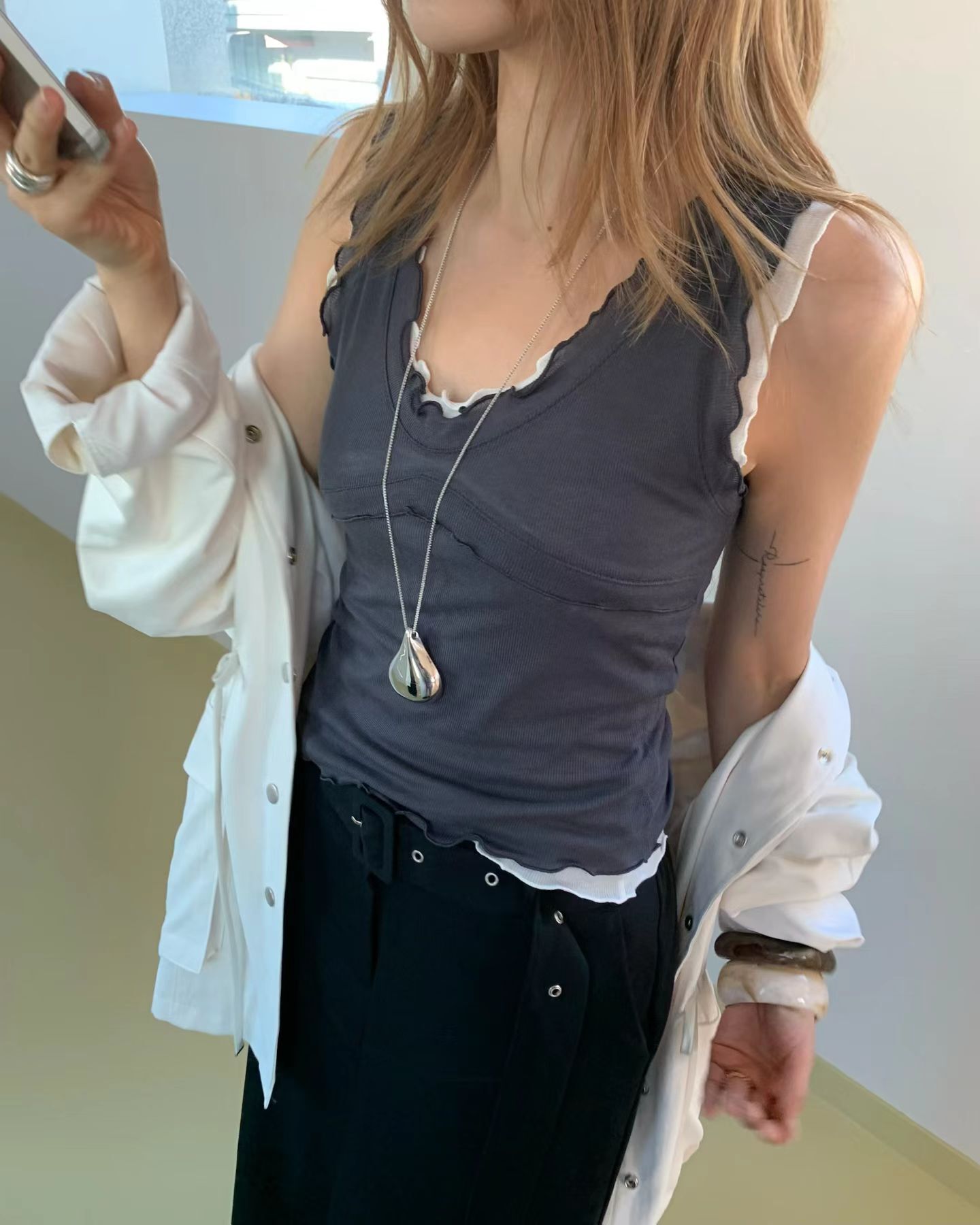 CY6002 荷葉花邊背心 *CY6002 + CY6003 $248/set*