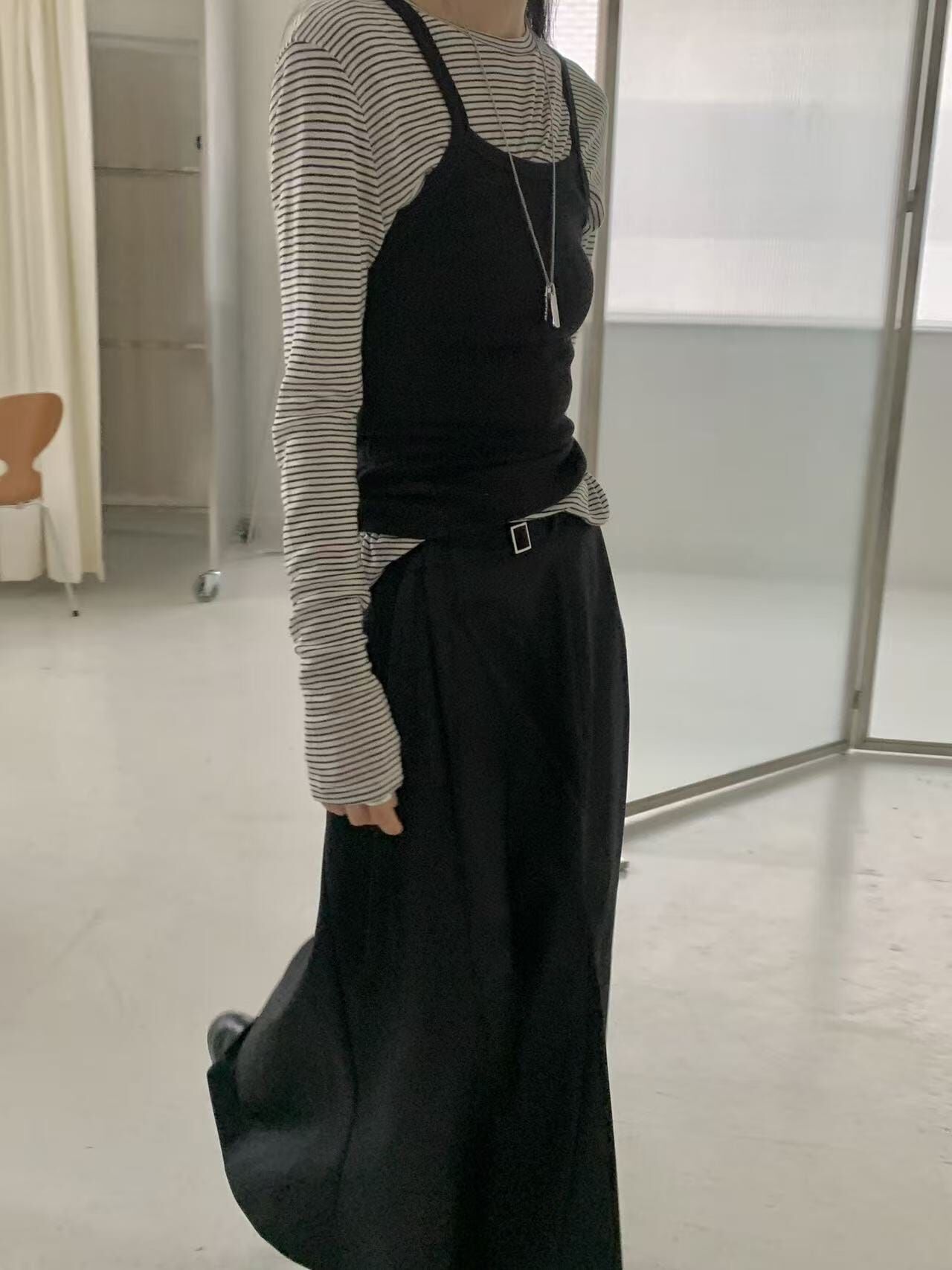 LR6008 高腰腰帶大擺長裙