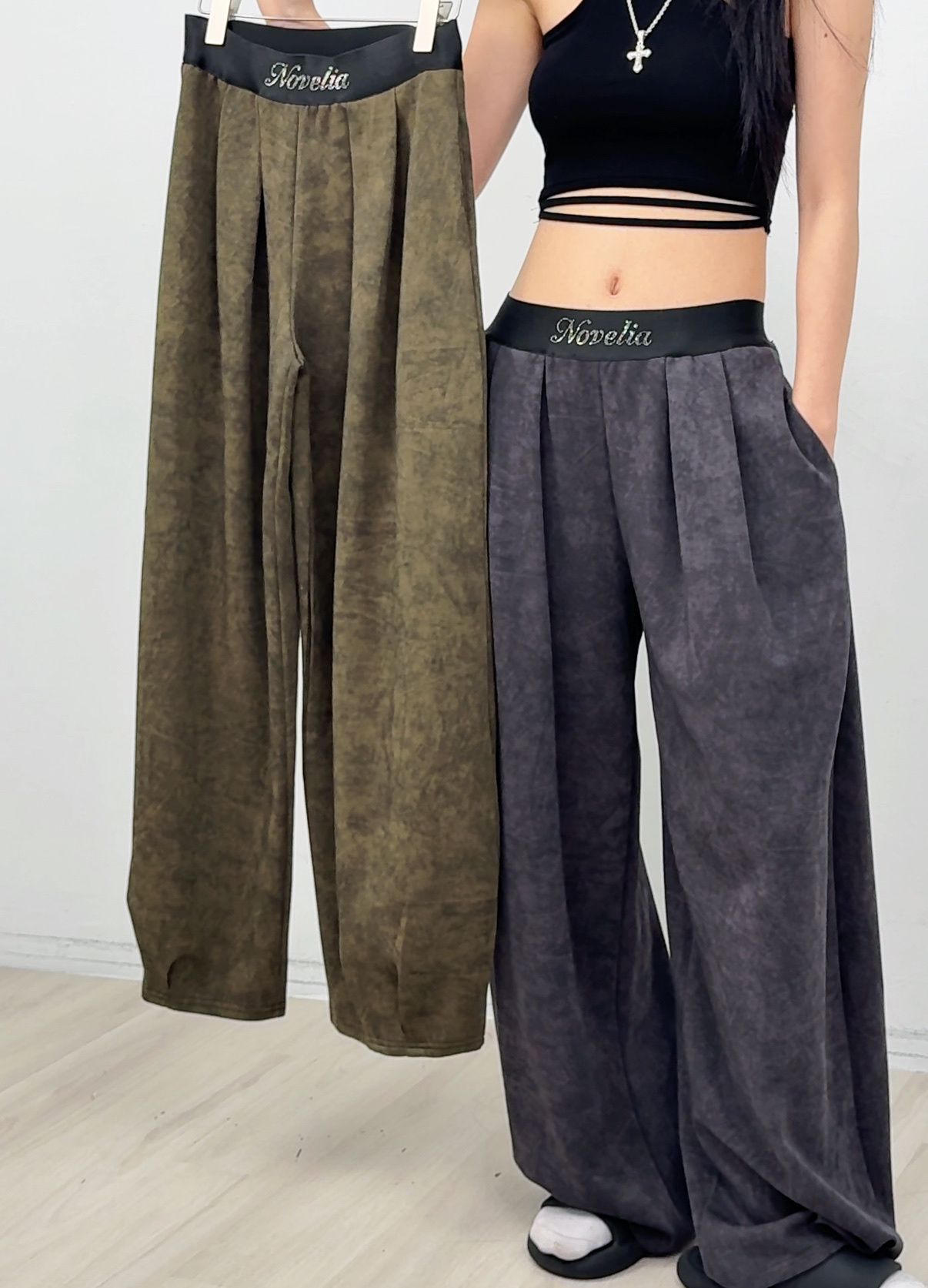 A73 現貨小標撞色休閒長褲