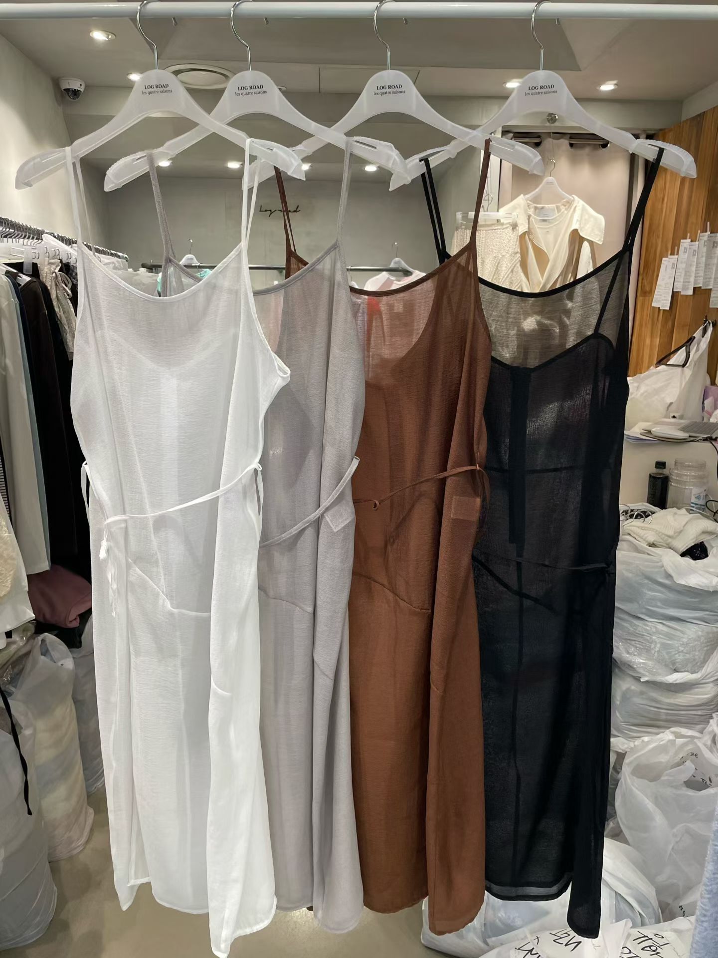 LR6029 細肩帶透膚長洋裝