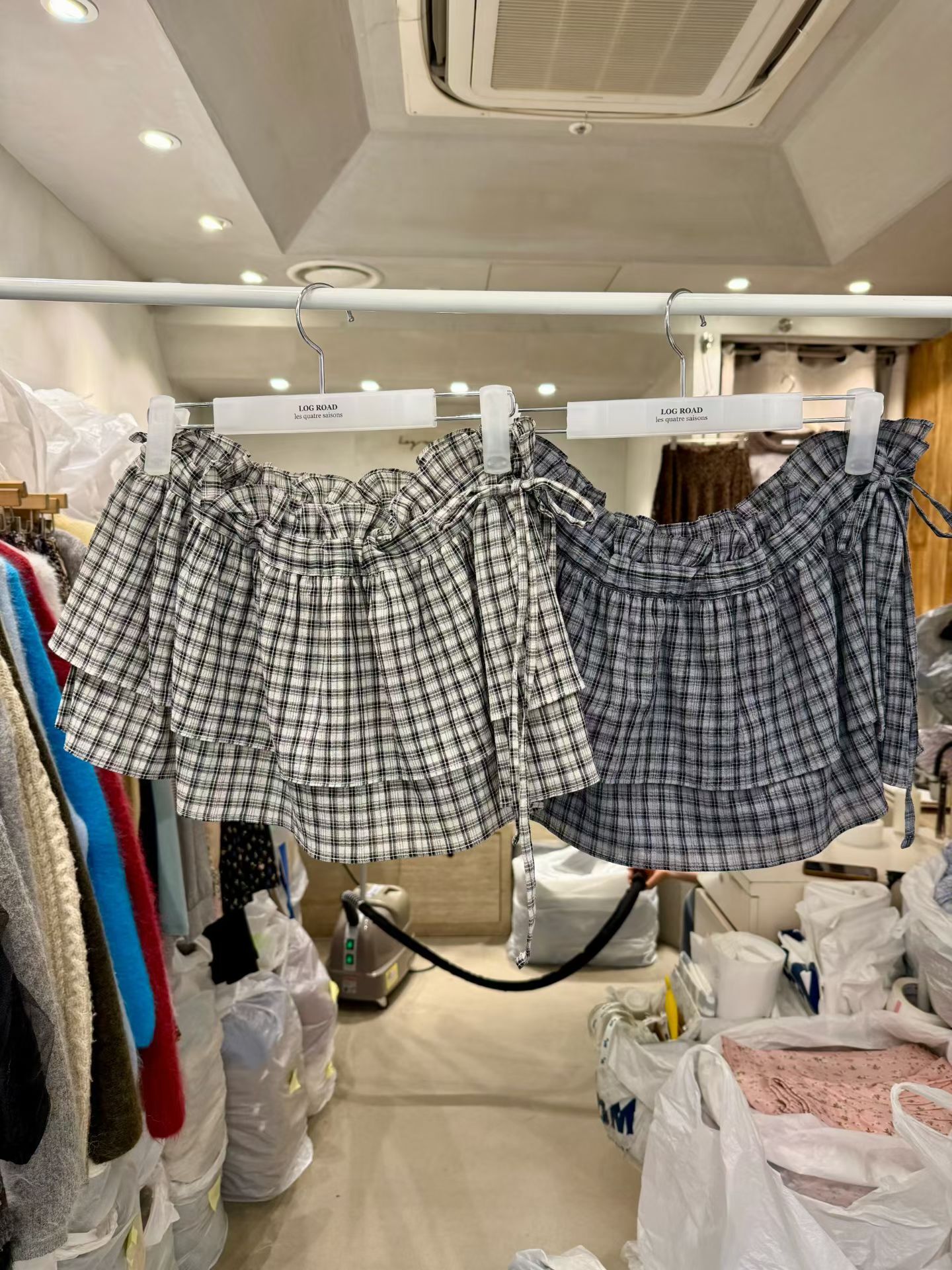 LR6030 格子褶邊迷你裙