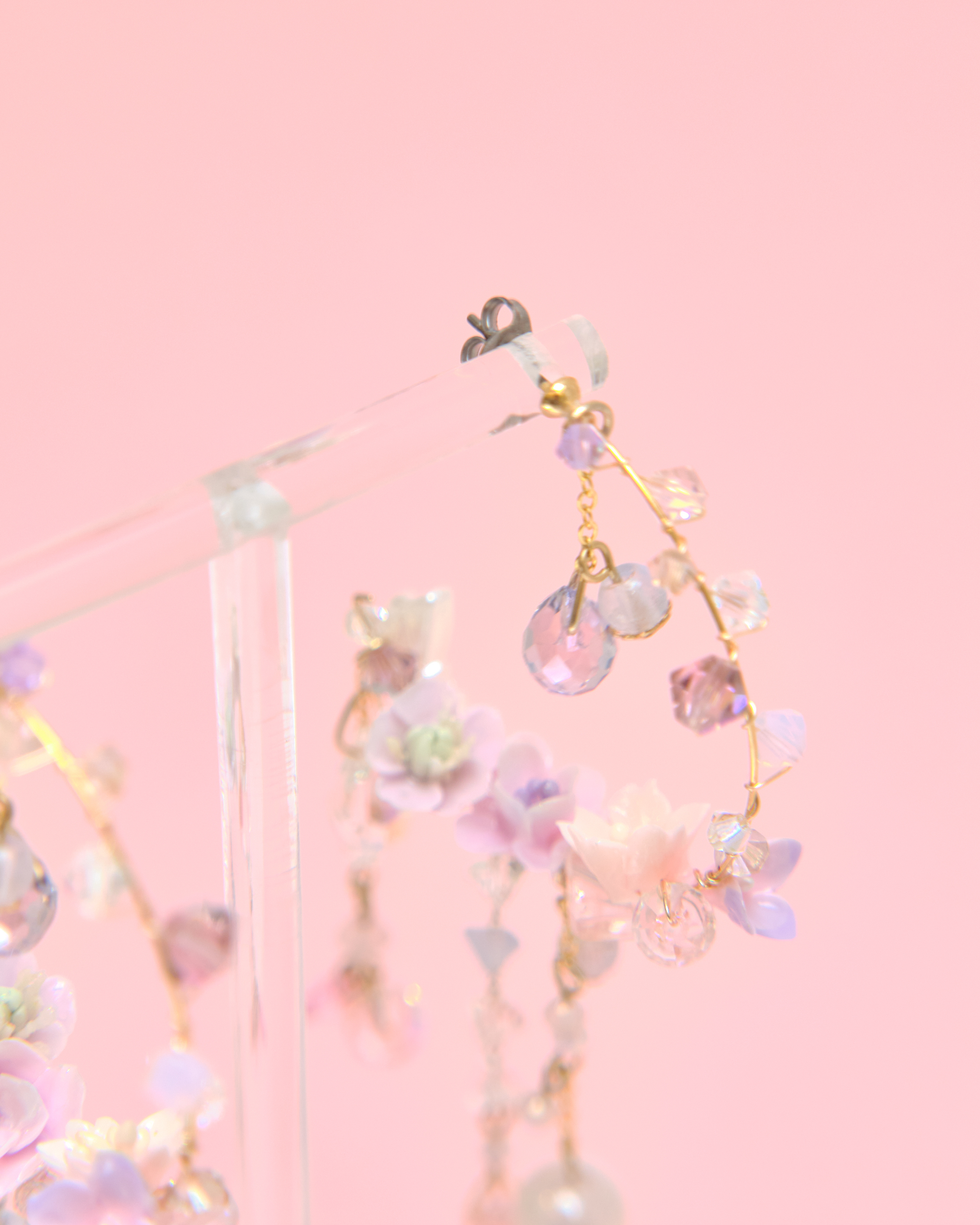 13411 Dreamy Crystal Tassel C Shape S925 Earrings