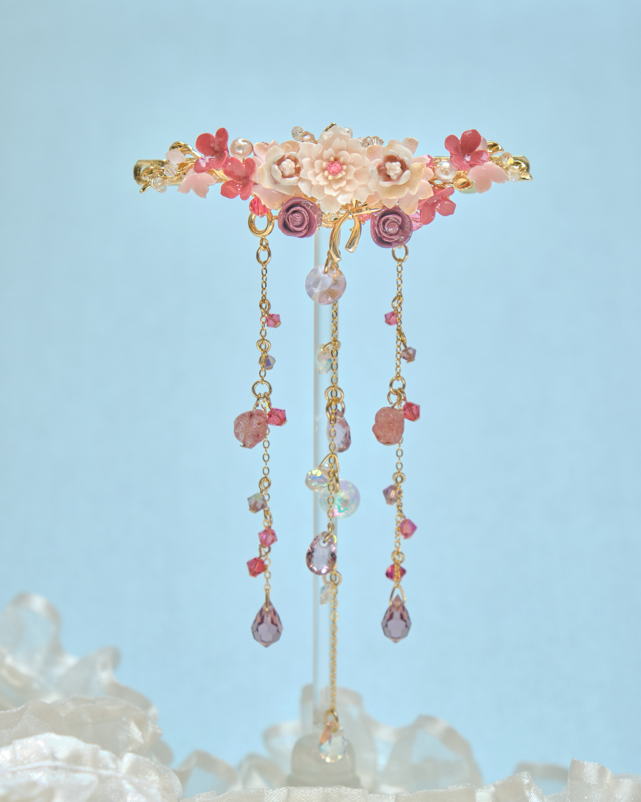 13408 2-Way Butterfly Blossom Tassel Hair Clip