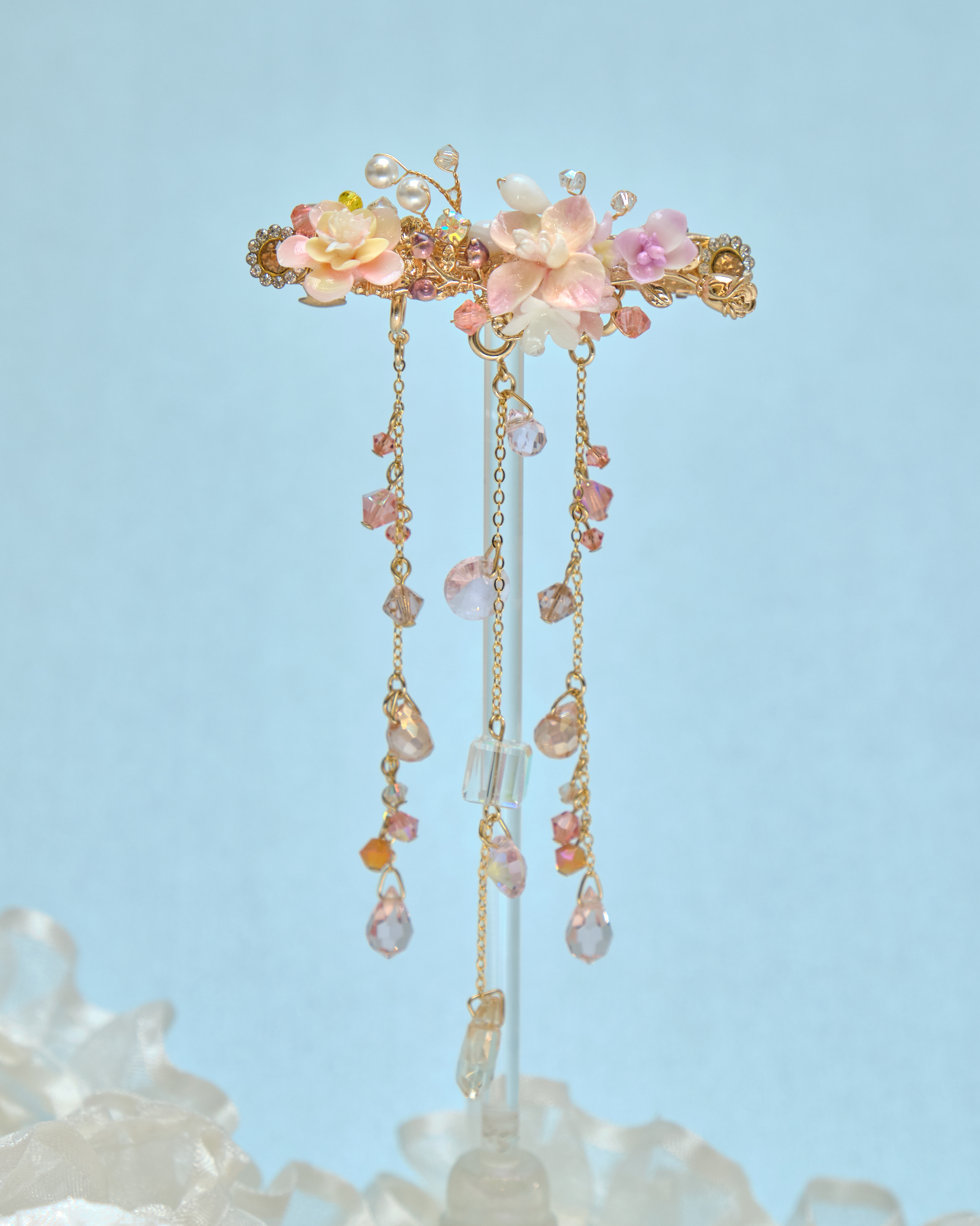 13407 2-Way Butterfly Blossom Tassel Hair Clip
