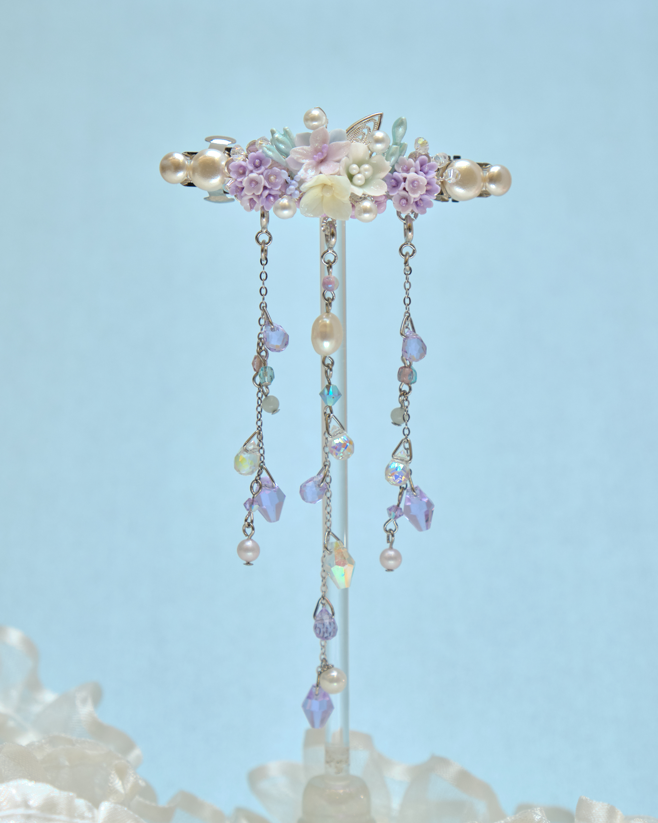 13405 2-Way Butterfly Blossom Tassel Hair Clip