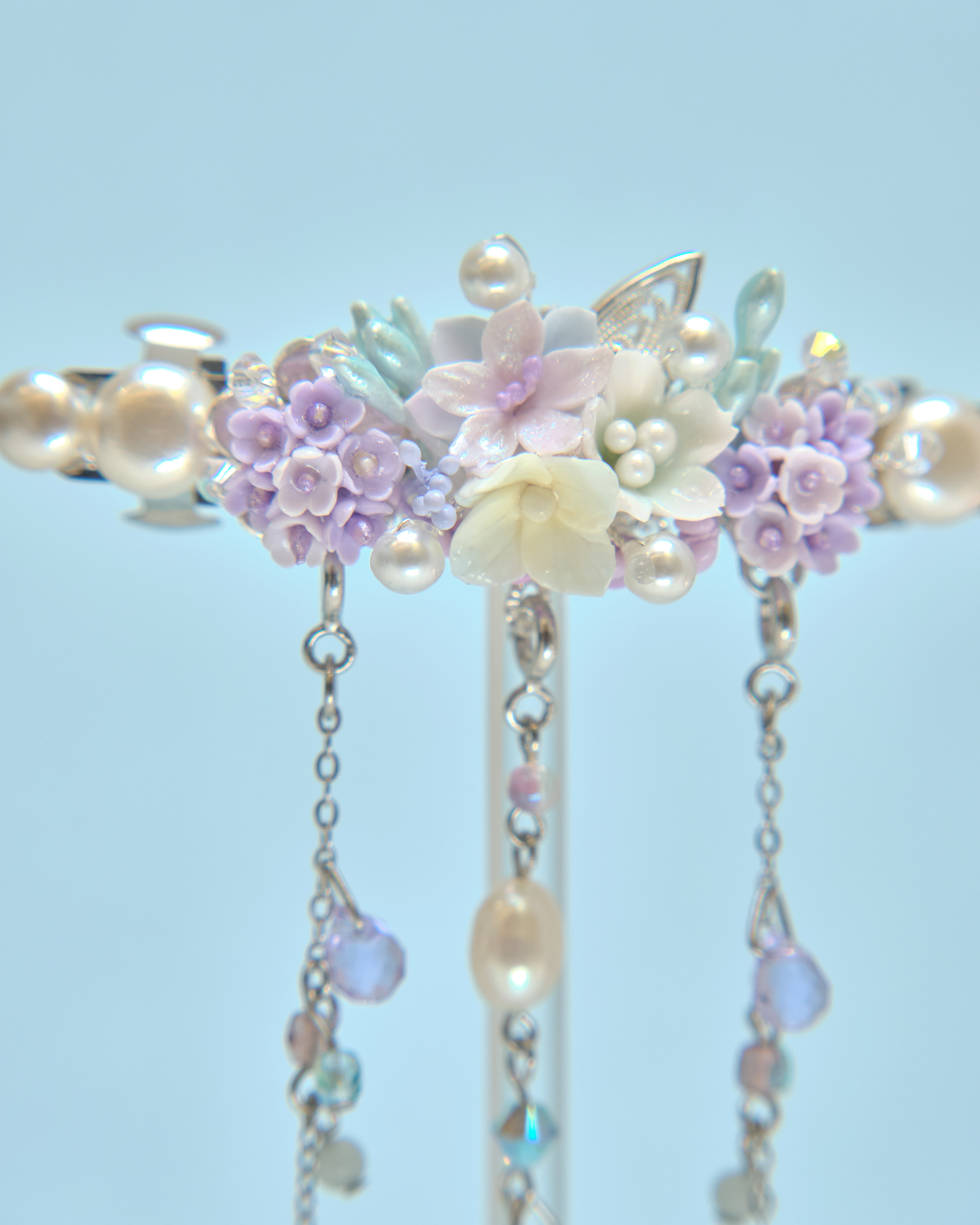 13405 2-Way Butterfly Blossom Tassel Hair Clip