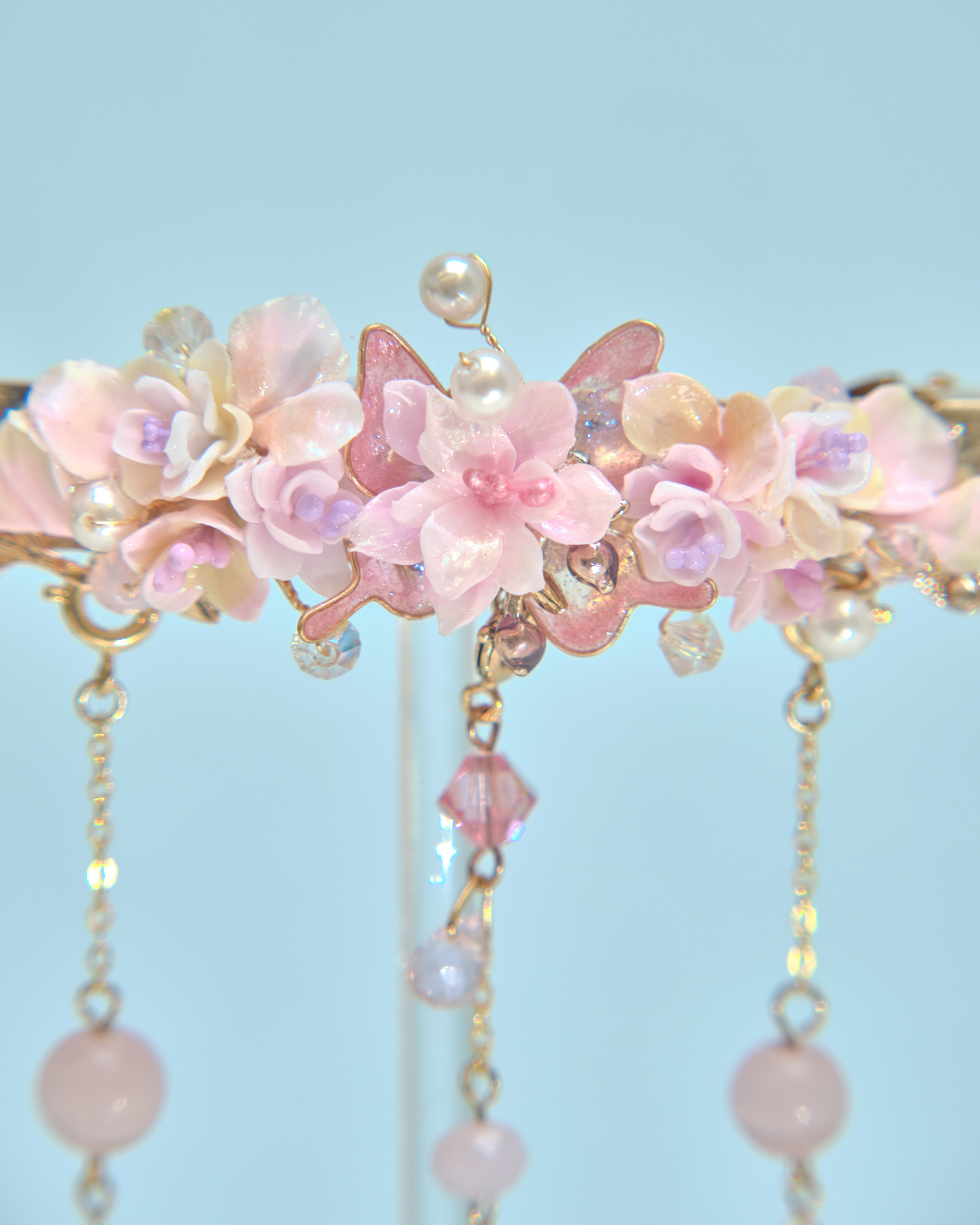 13402 2-Way Butterfly Blossom Tassel Hair Clip