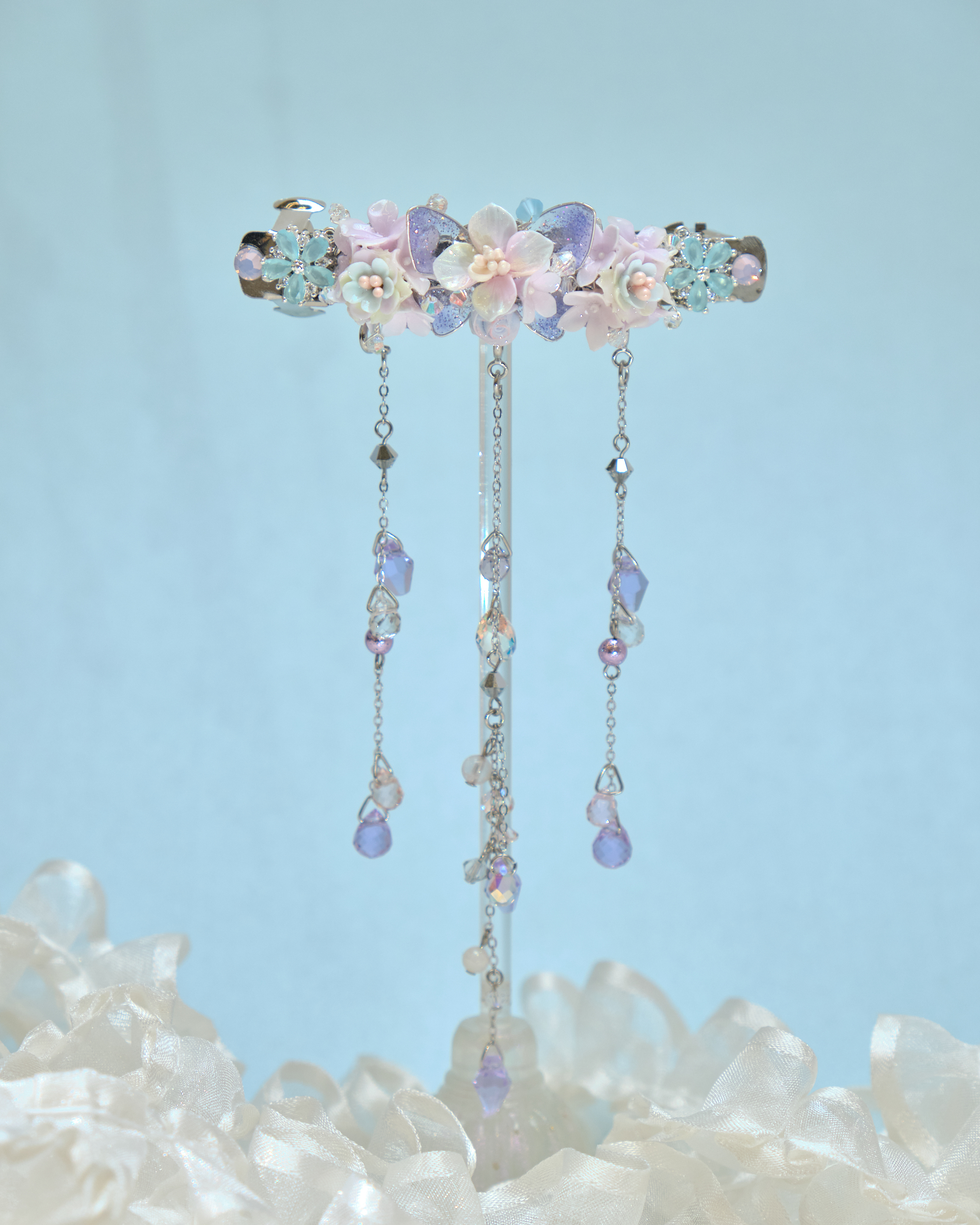 13401 2-Way Butterfly Blossom Tassel Hair Clip