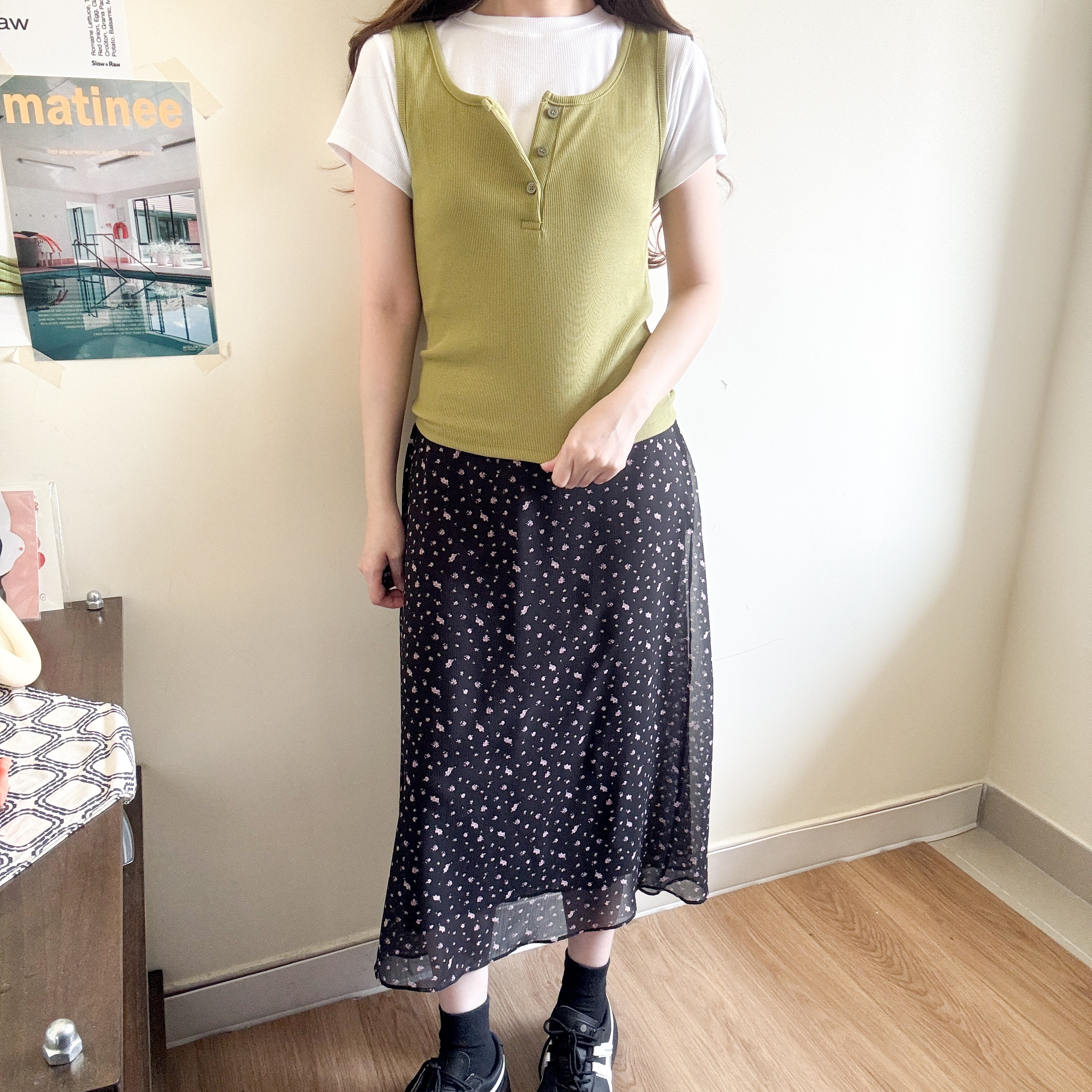 小碎花雪紡A字裙