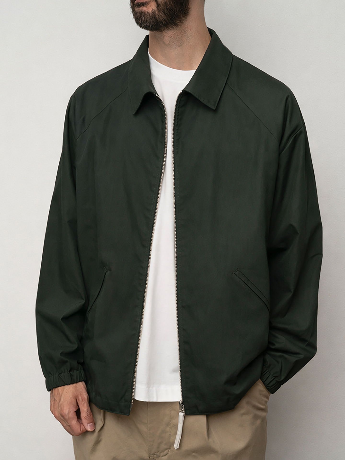 Still By Hand Zip Up Moleskin Blouson Dark Green BL0126