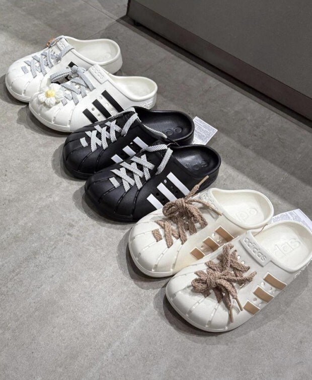 【Luxury】 ADIDAS ADILETTE CLOG 洞洞鞋帶拖鞋 夏季 國外代購 男女 涼拖鞋 洞洞鞋 防水 休閒 懶人鞋 游泳 黑白