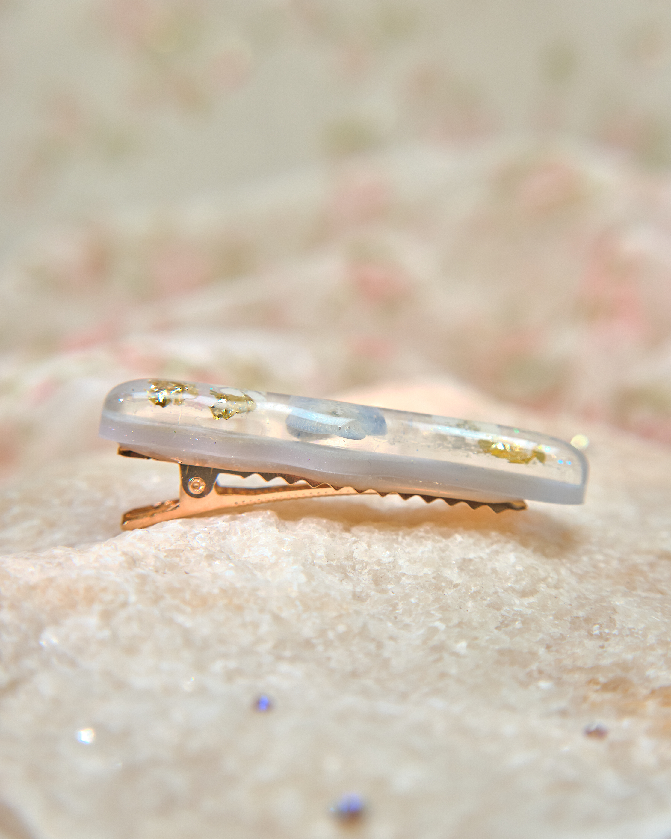 13385 Glittery Eternal Petal Epoxy Resin Hair Clip