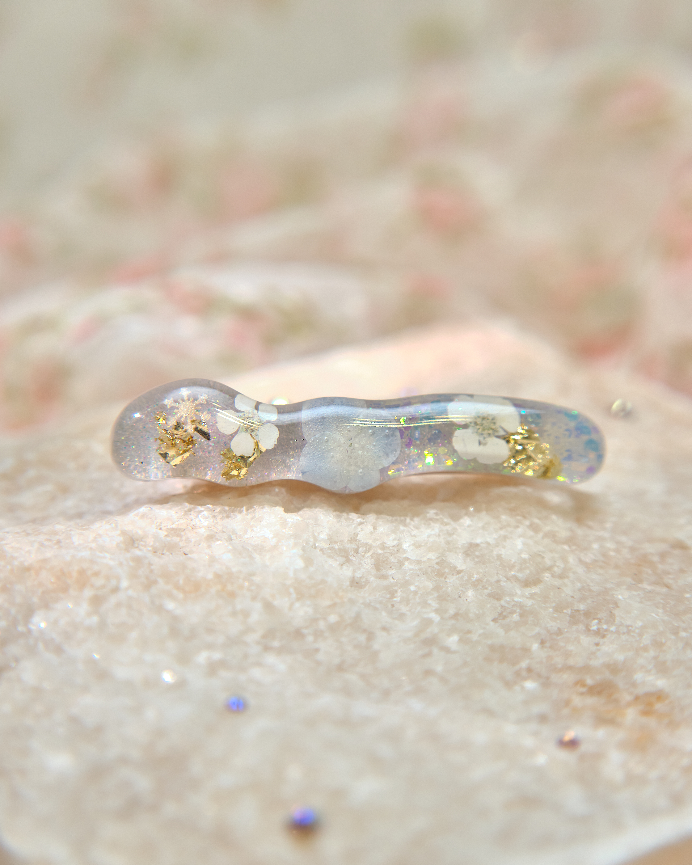 13385 Glittery Eternal Petal Epoxy Resin Hair Clip