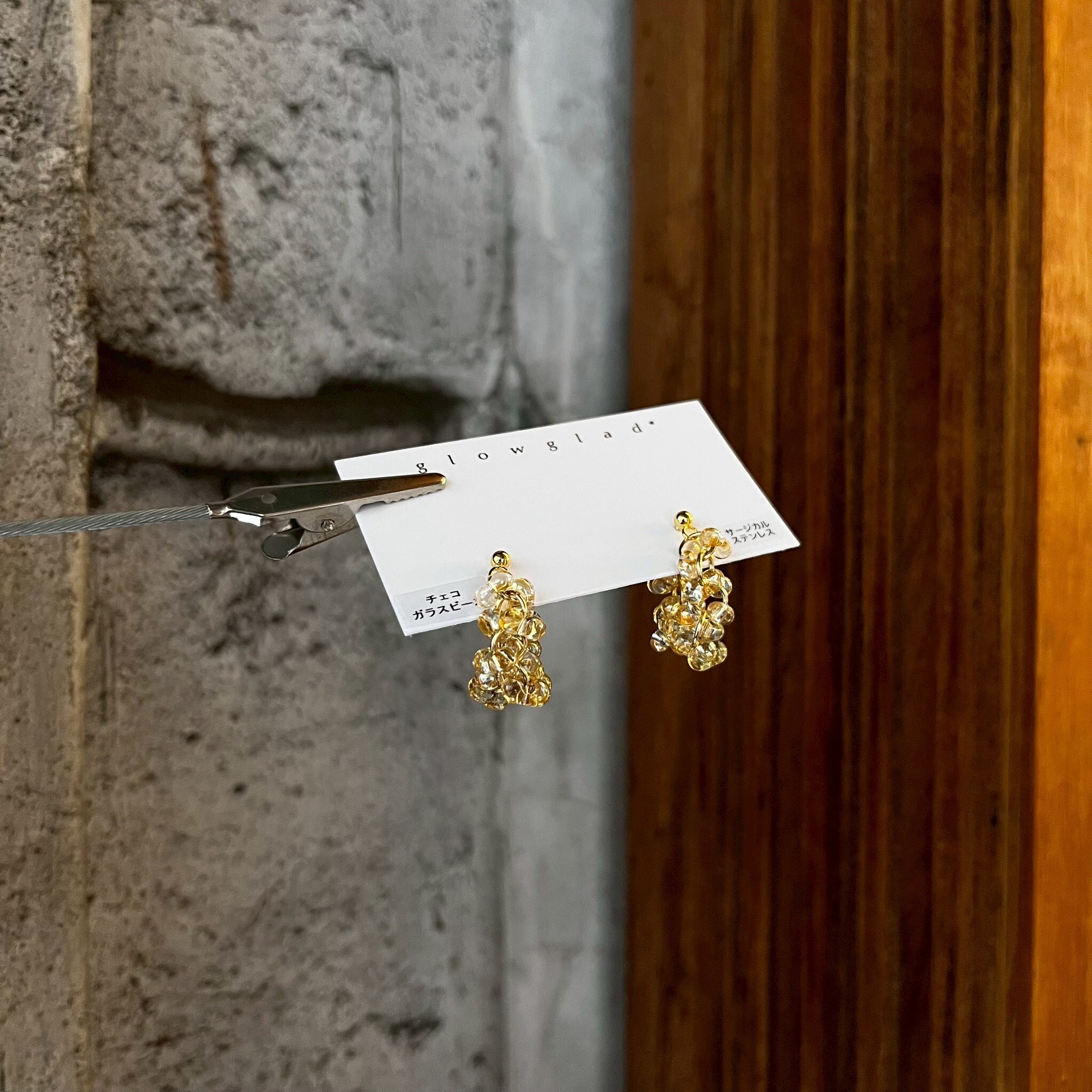 [glowglad]  玻璃珠耳環 | 黃色 | 耳針 | NO.110