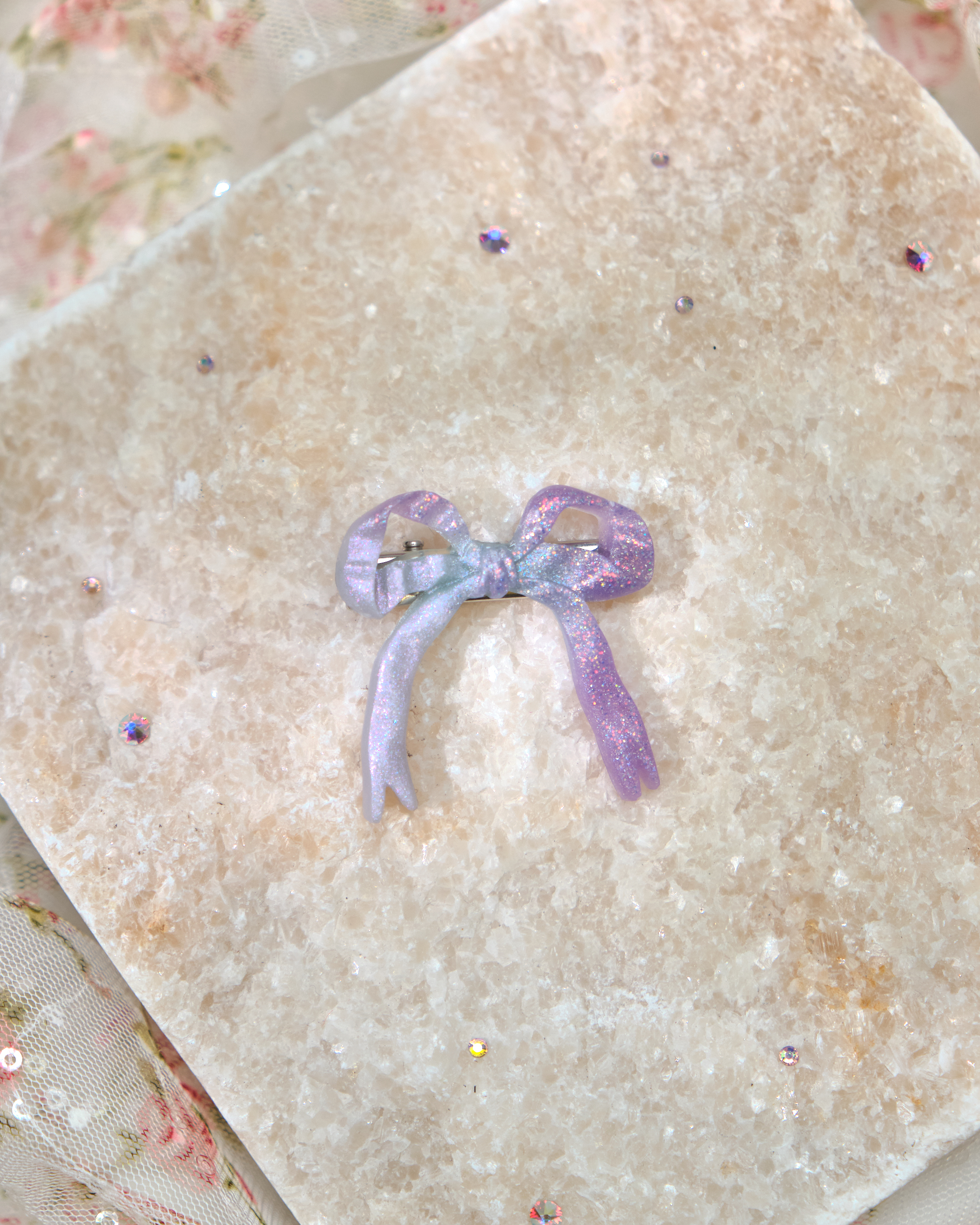 13378 Glittery Eternal Petal Epoxy Resin Hair Clip