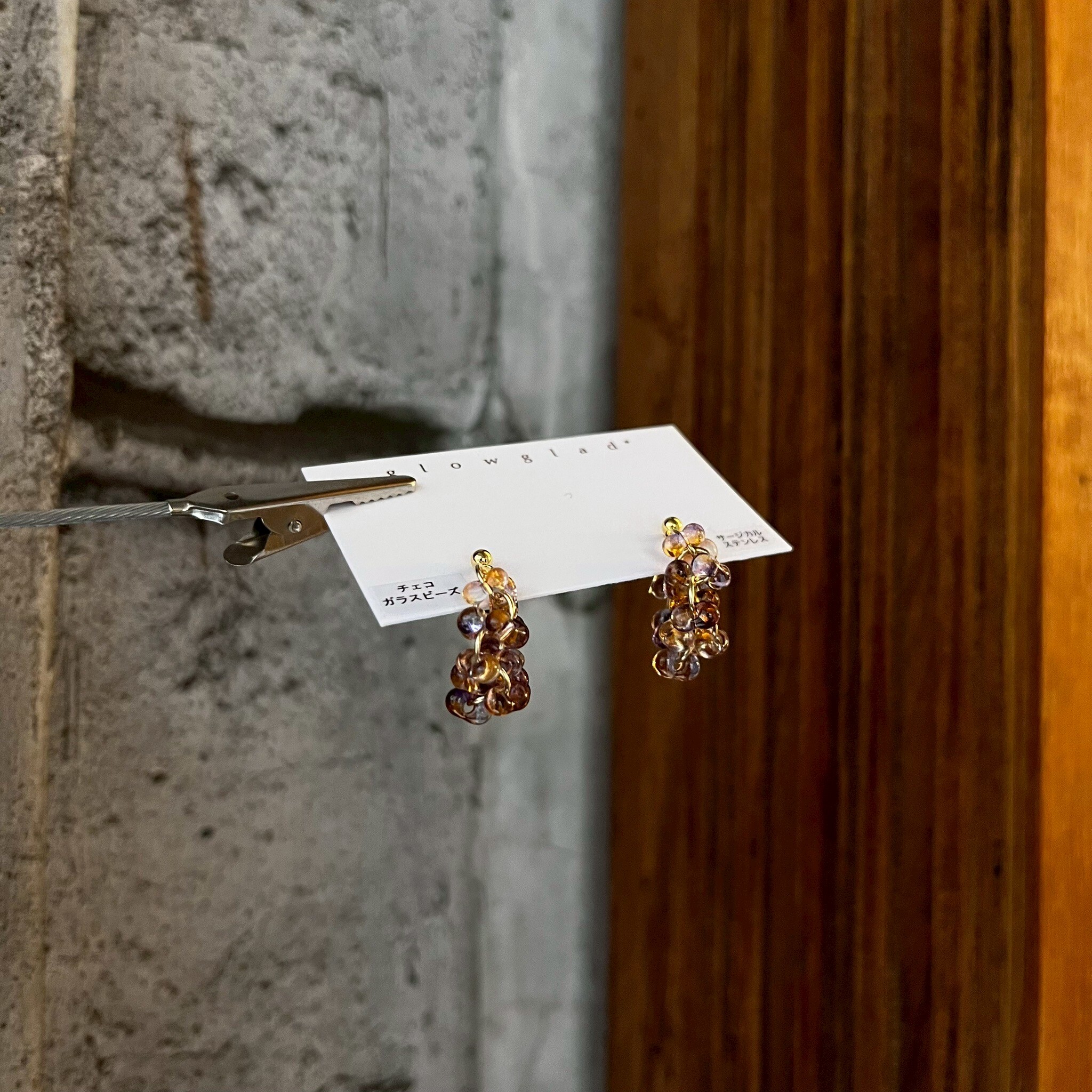 [glowglad] 玻璃珠耳環 | 紫橘色 | 耳針 | NO.114