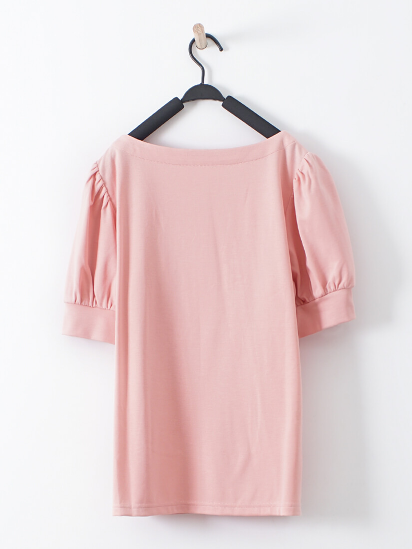 素面船型領公主袖上衣