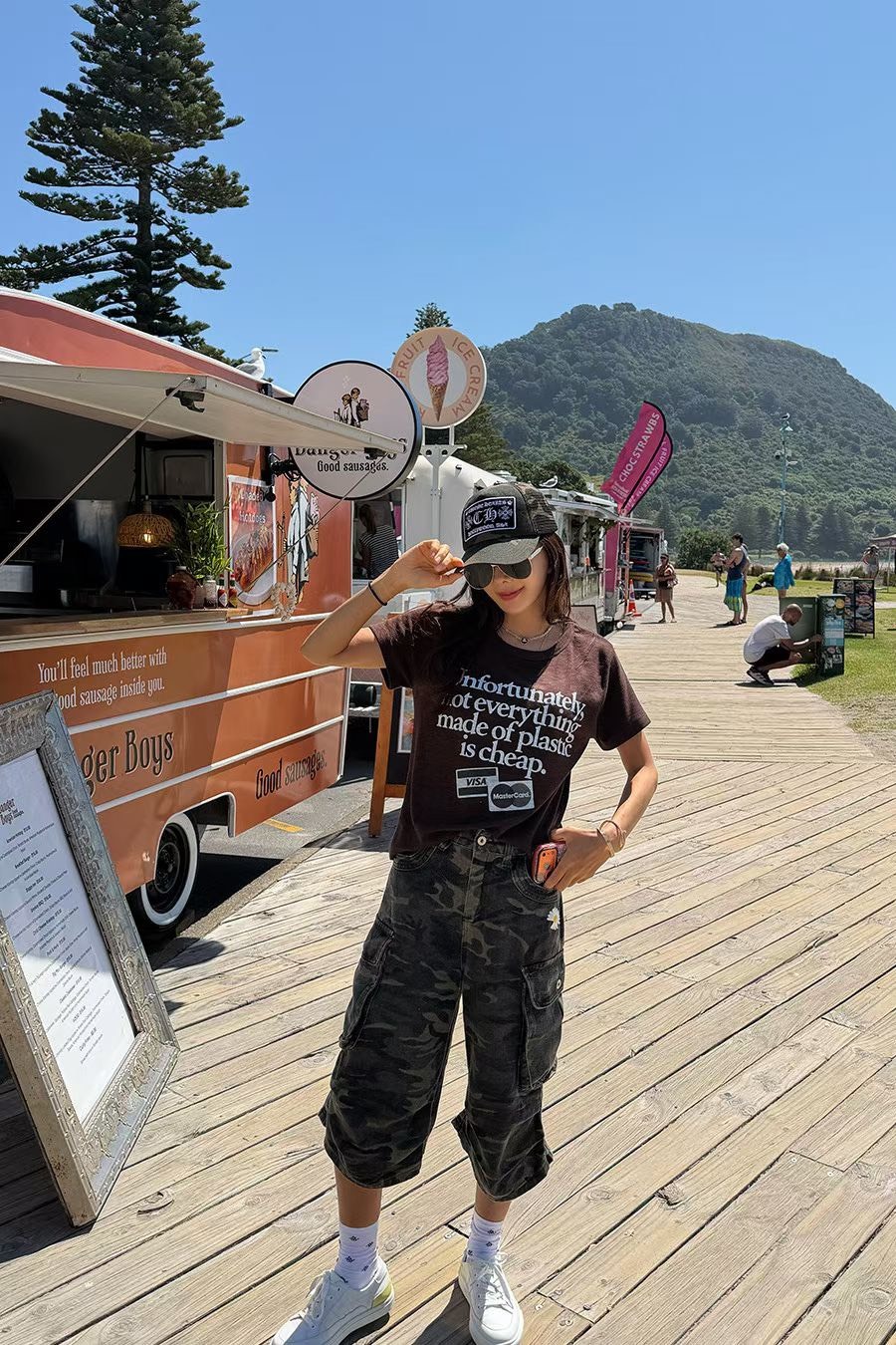 迷彩小雛菊七分褲