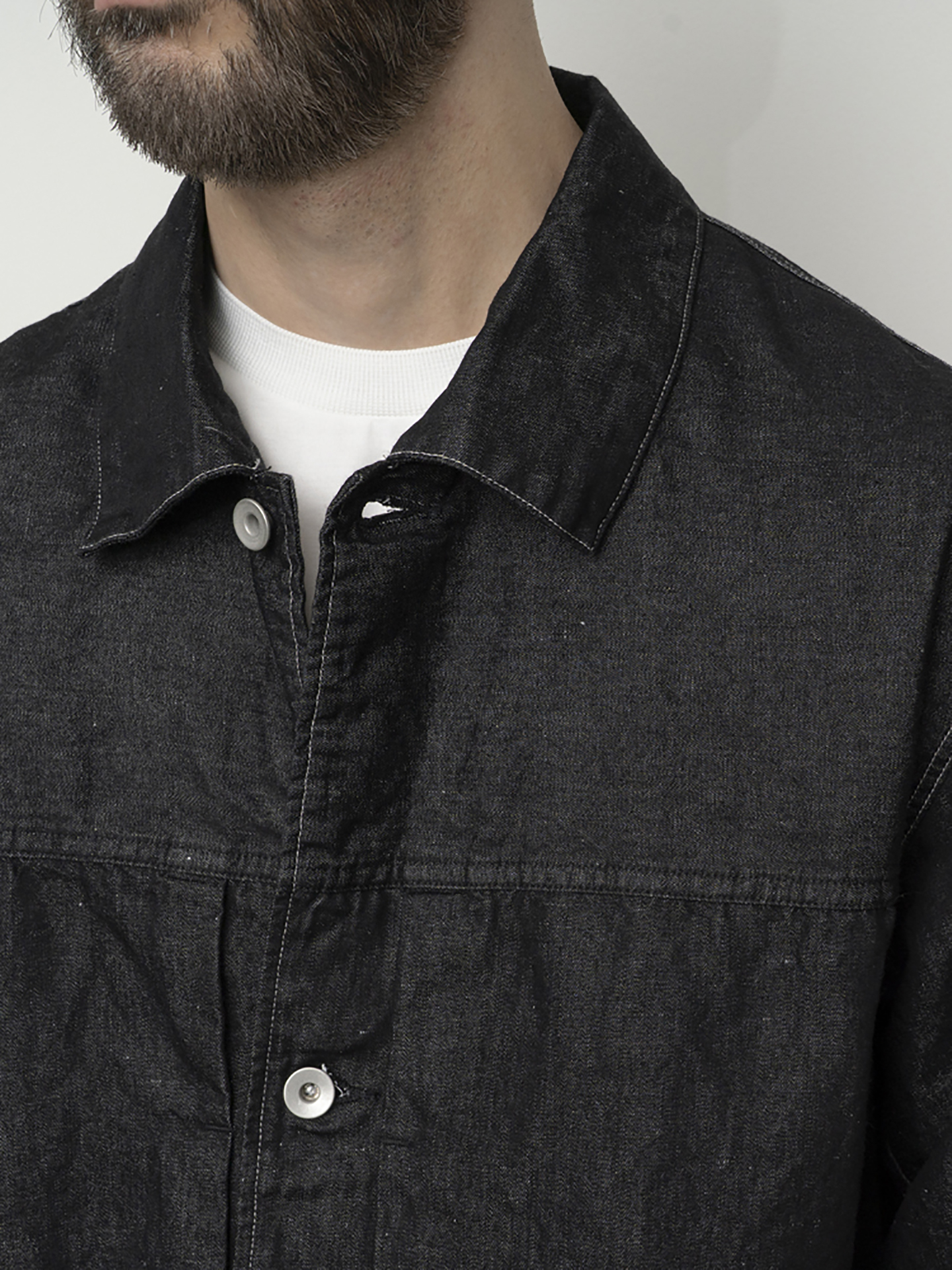 Still By Hand Hemp Mixed Denim Blouson Black (Pairs as