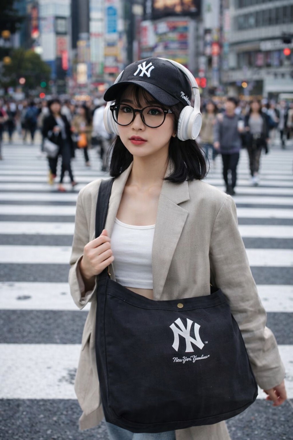 【預購】J0309601　MLB 帆布男女單肩包 SD27　黑色