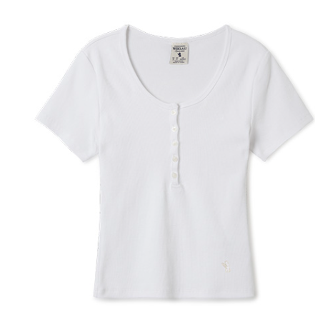 [K] WHO.A.U Ribbed Henry Neck T-S, WHRAF3723F-(39)Ivory (KWAU374)