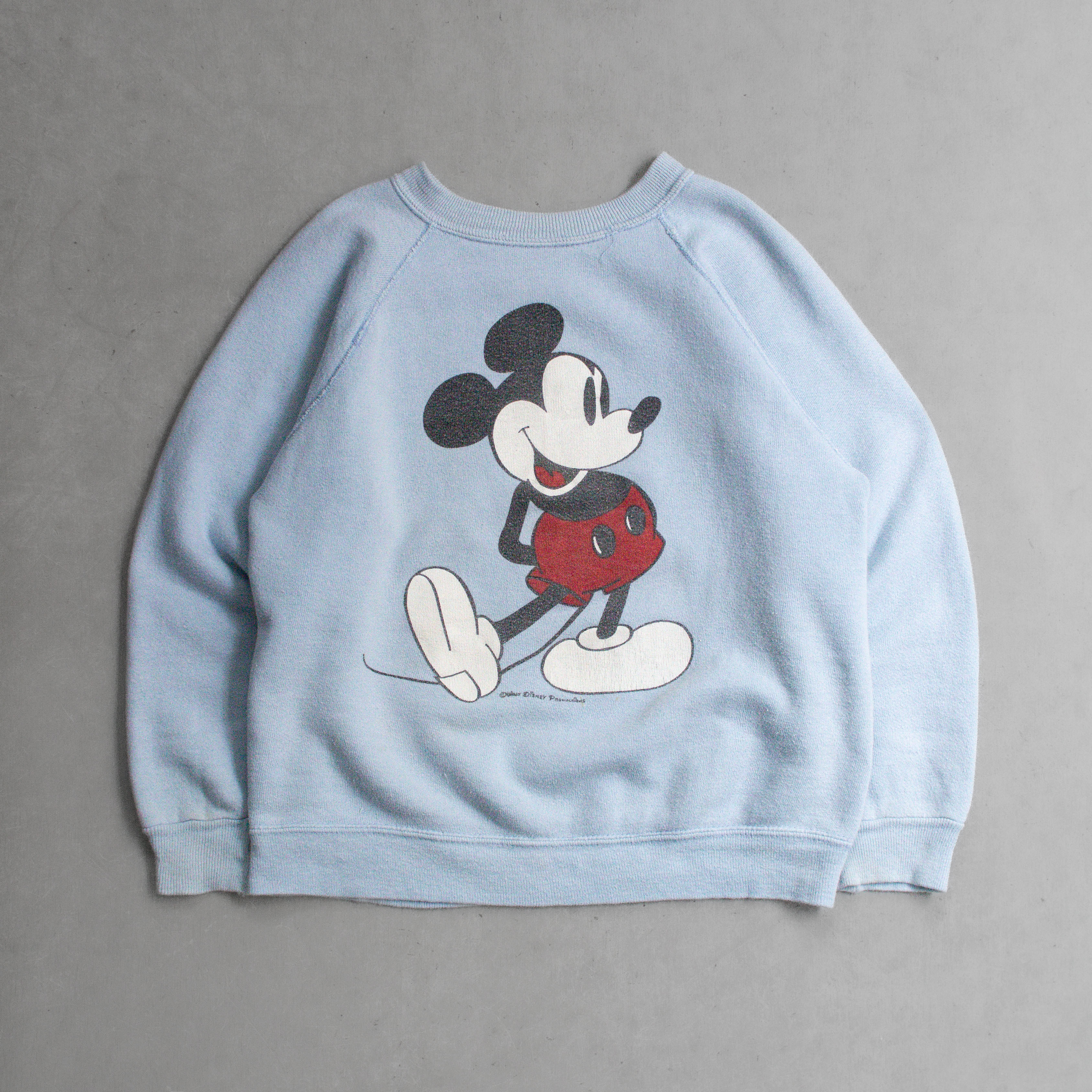 VINTAGE DISNEY SWEATSHIRT 美國製 迪士尼 米奇 淺藍 長袖 大學T 運動衫 S