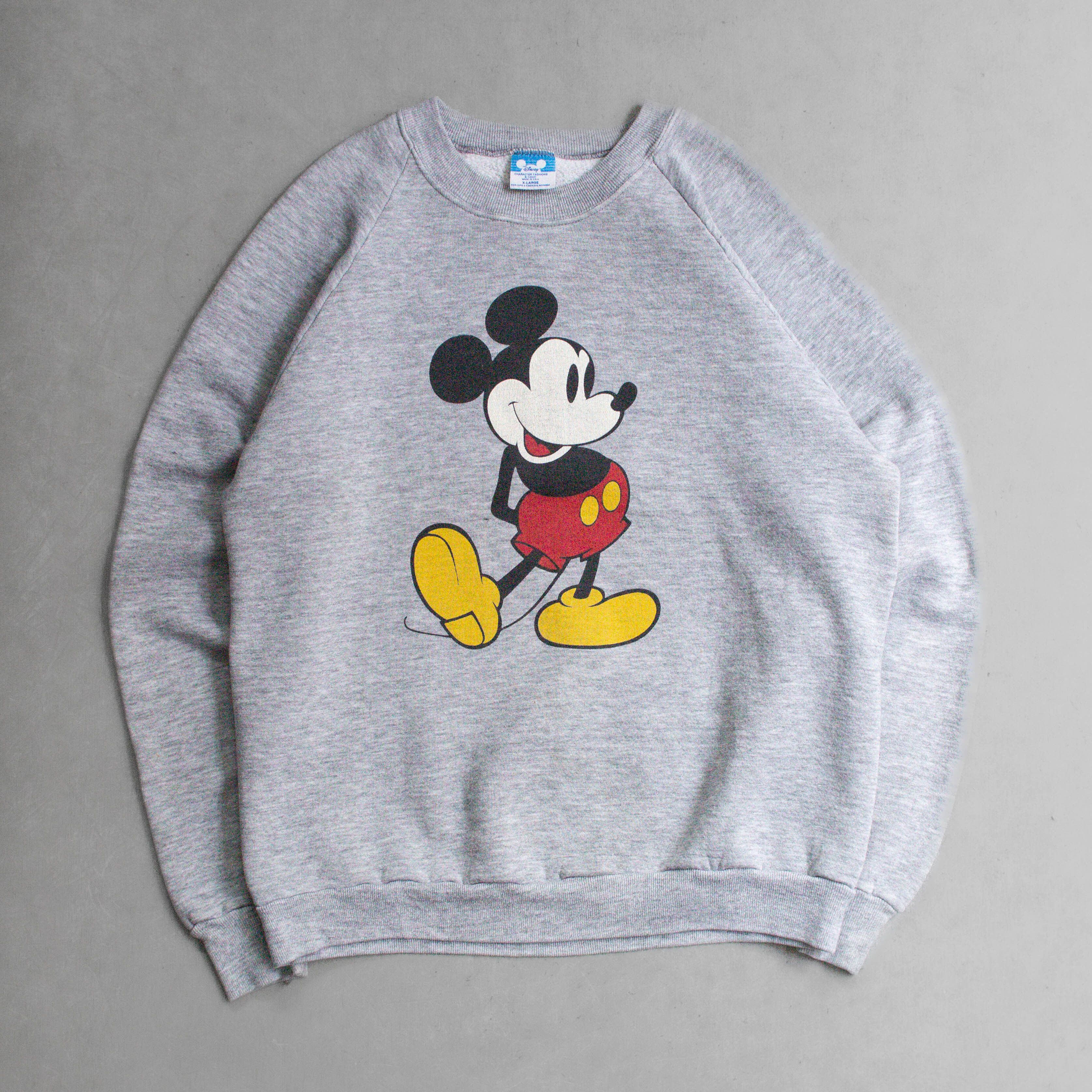 VINTAGE DISNEY SWEATSHIRT 美國製 迪士尼 米奇 灰色 長袖 大學T 運動衫 XL