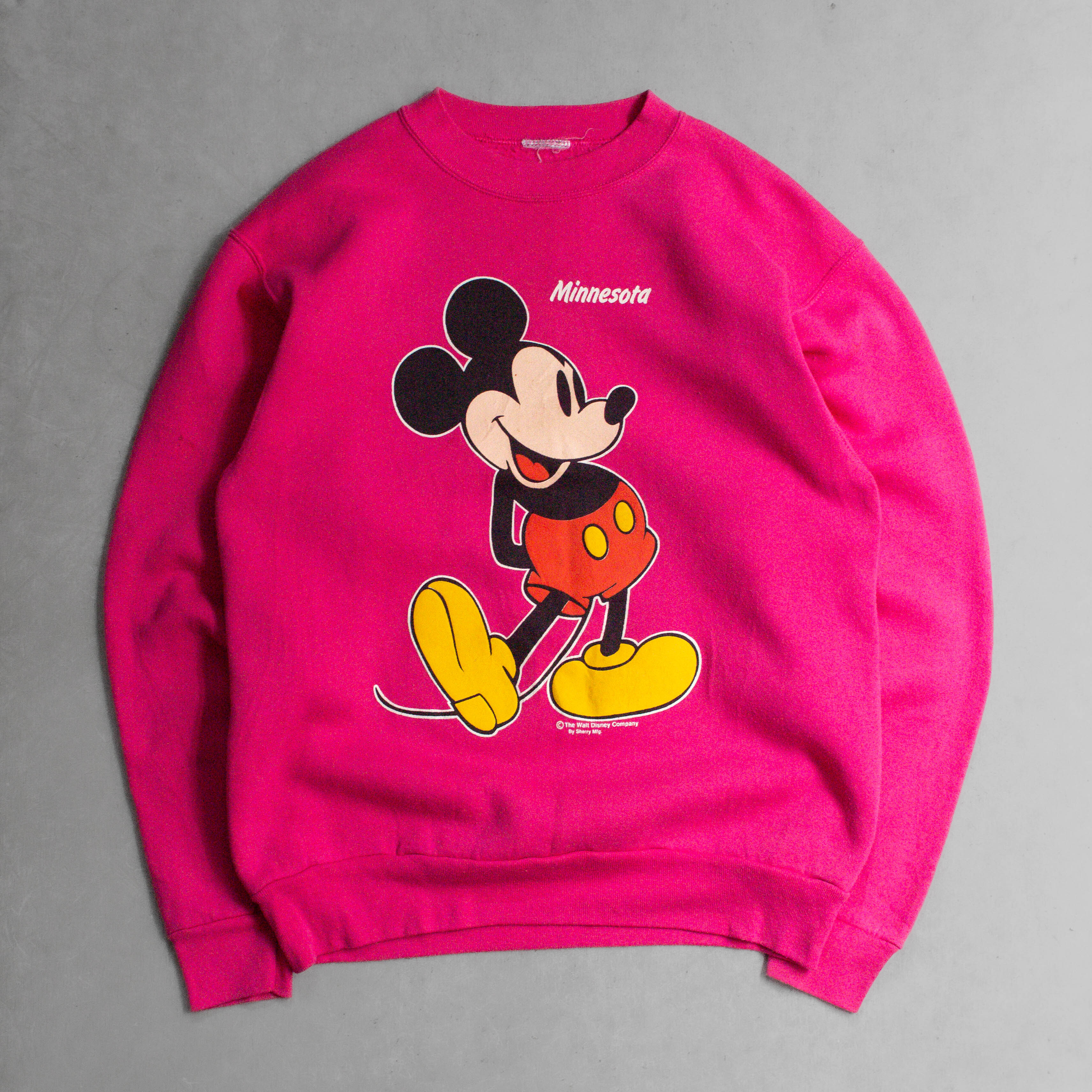 VINTAGE DISNEY SWEATSHIRT 美國 迪士尼 米奇 桃紅 長袖 大學T 運動衫