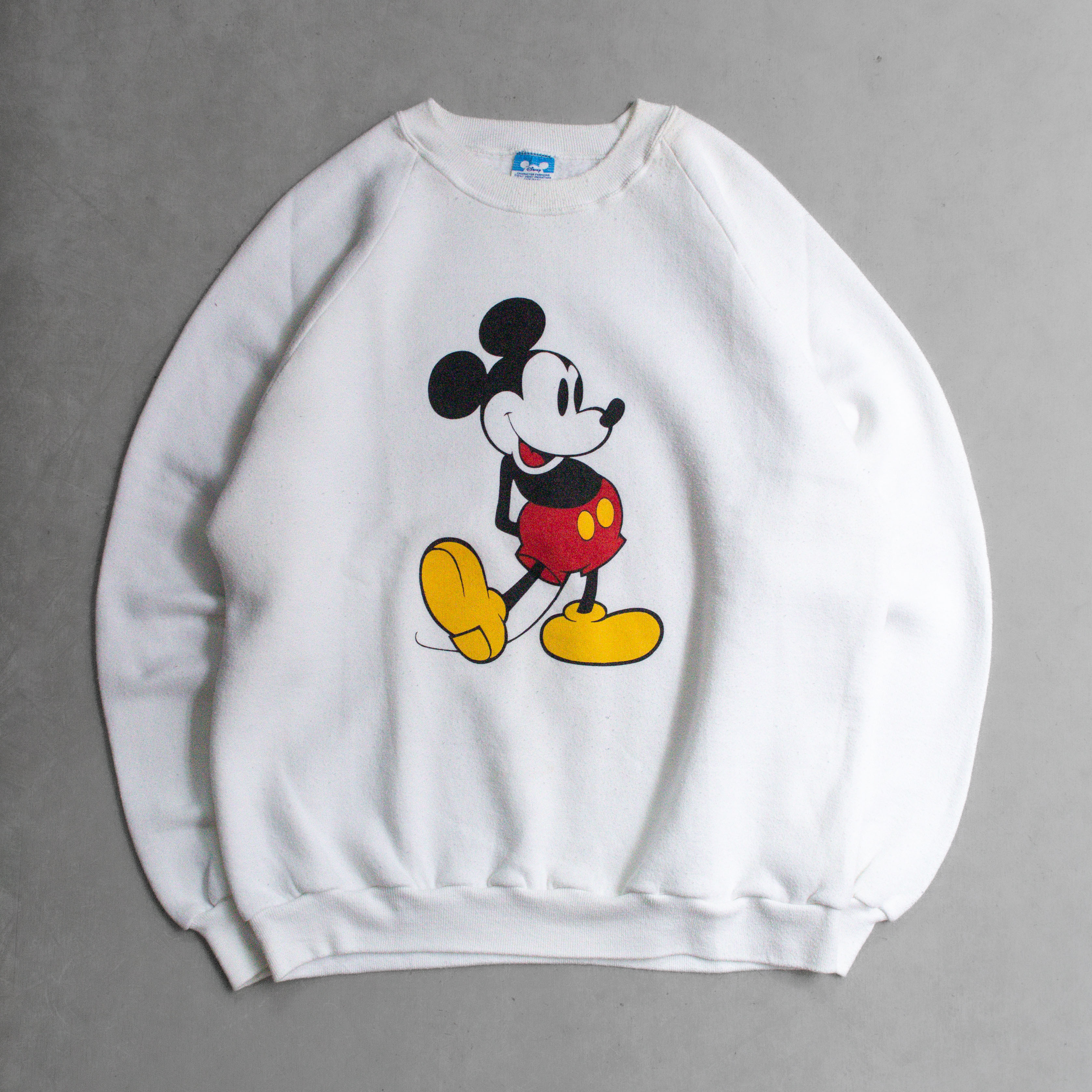 VINTAGE DISNEY SWEATSHIRT 美國製 迪士尼 米奇 白色 長袖 大學T 運動衫 XL