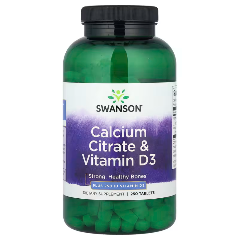 【Swanson】Calcium Citrate Vitamin D3 檸檬酸鈣+維他命D3  250顆
