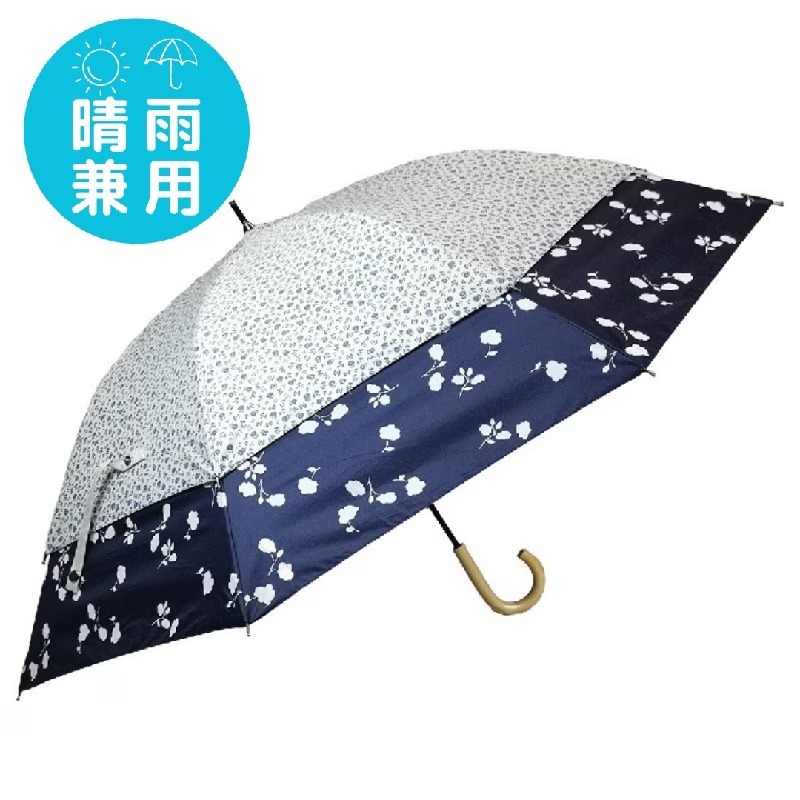RJ54 日本晴雨兩用小直傘-杏色藍花