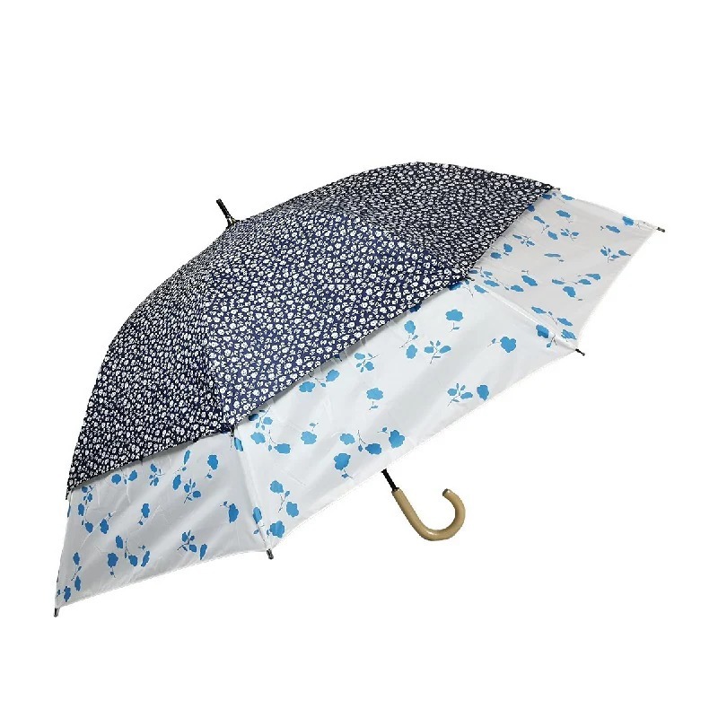 RJ52 日本晴雨兩用小直傘-深藍花花