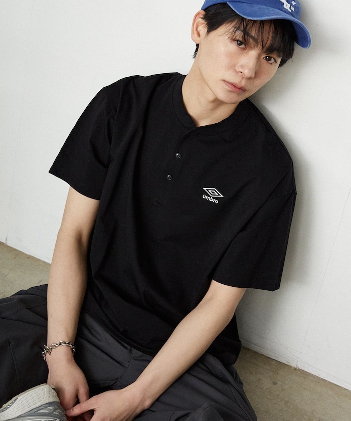 日本 Umbro x Publux 吸水速乾 Henley Logo T-Shirt