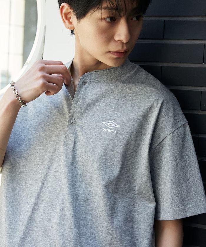 日本 Umbro x Publux 吸水速乾 Henley Logo T-Shirt