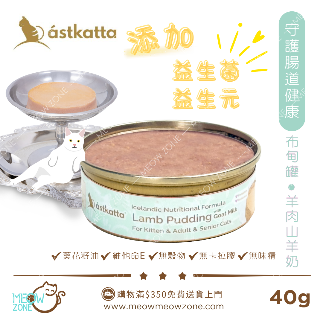 【 限時試食│一套免運 】Astkatta Pudding 冰島布甸貓罐 (添加益生菌) 40g - 24罐試食裝 (平均口味)