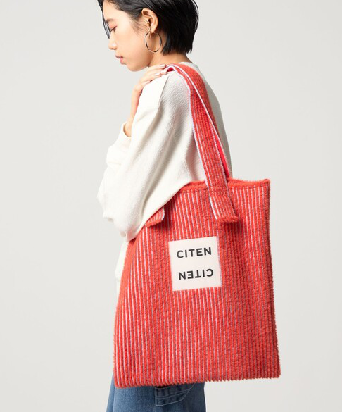RJ76 日本CITEN 簡約線條毛毛拖特包-橙色 (42326000019)