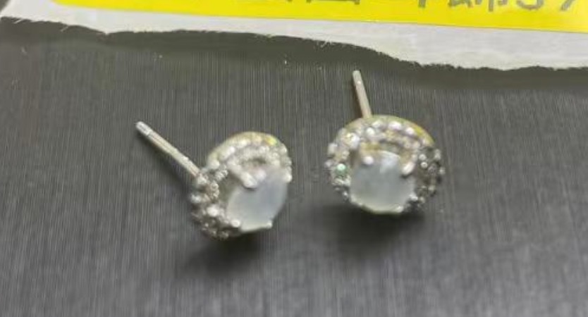 AB260308-S53-翡翠蛋面耳飾s925-(預計4月中到貨)(只限尖沙咀門市自取不包郵)