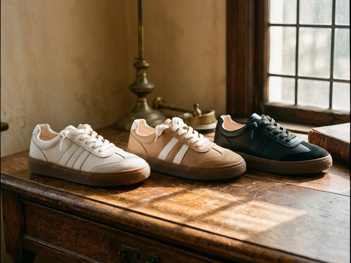 熱銷破千雙的好評見證！奶杏色、太妃糖、經典黑三款百搭色系，真皮厚底德訓餅乾鞋兼具高顏值與實用機能，是鞋櫃裡最值得包色的神級單品。