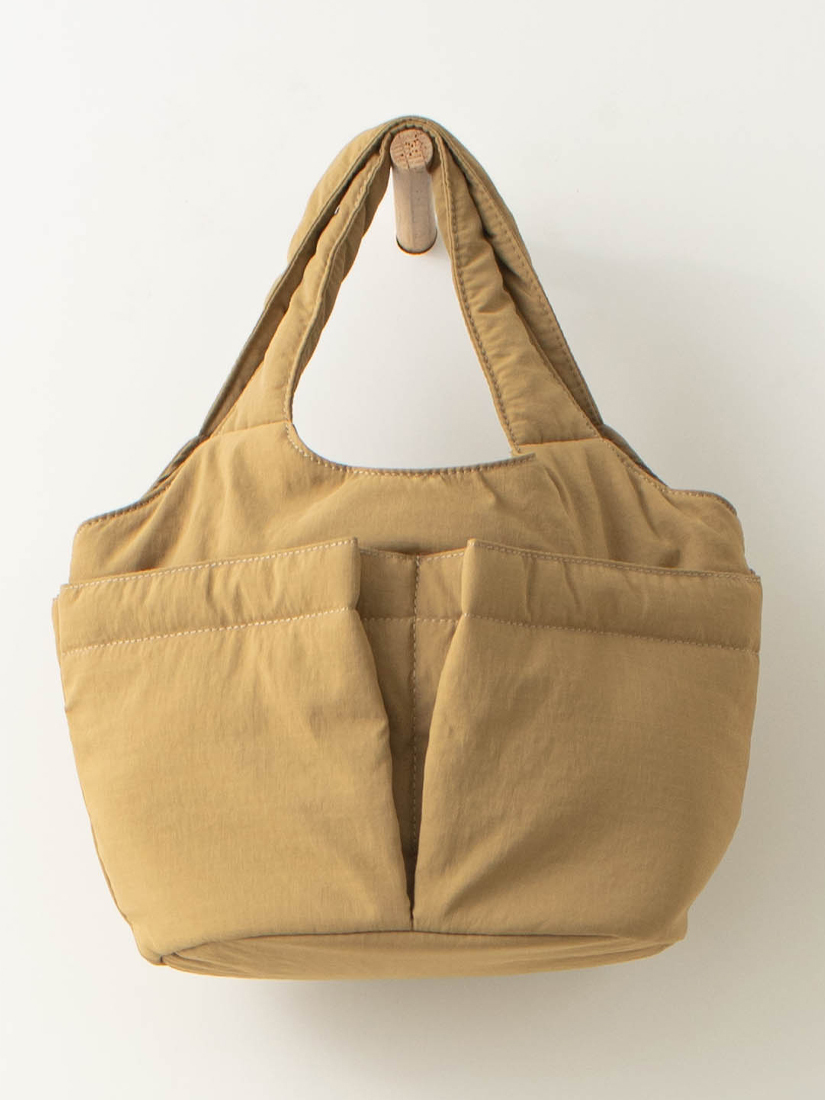 多口袋格紋雲朵小托特包