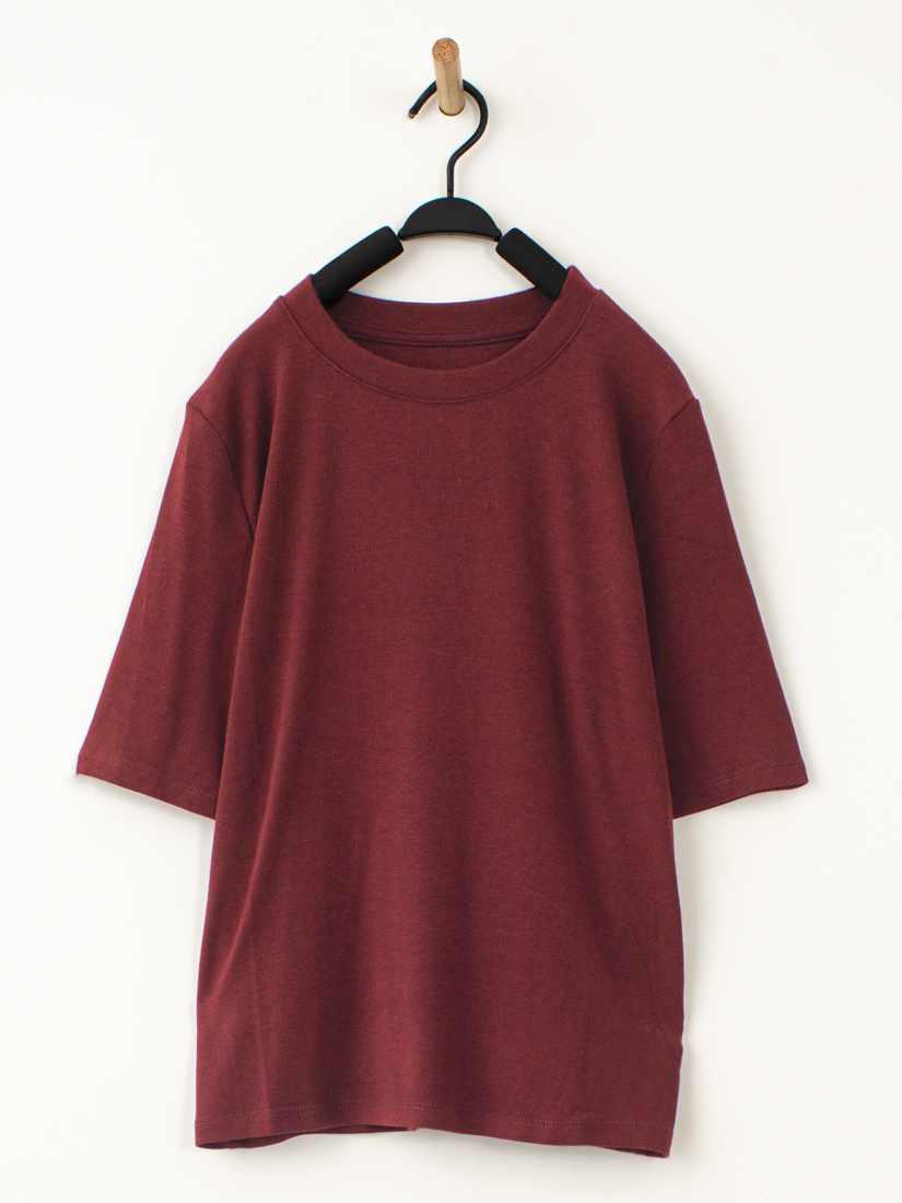 素面柔彈五分袖上衣