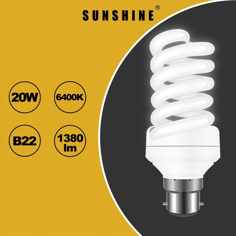 慳電膽(螺旋型燈膽) 23W B22釘頭 白光6400K 黃光2700K (S24A23B22D/W)