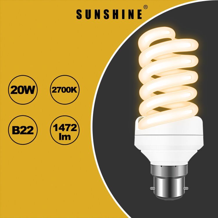 慳電膽(螺旋型燈膽) 23W B22釘頭 白光6400K 黃光2700K (S24A23B22D/W)