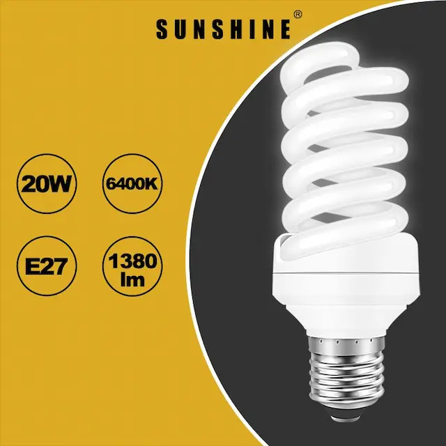 慳電膽(螺旋型燈膽) 23W E27大螺頭 白光6400K 黃光2700K (S24A23E27D/W)