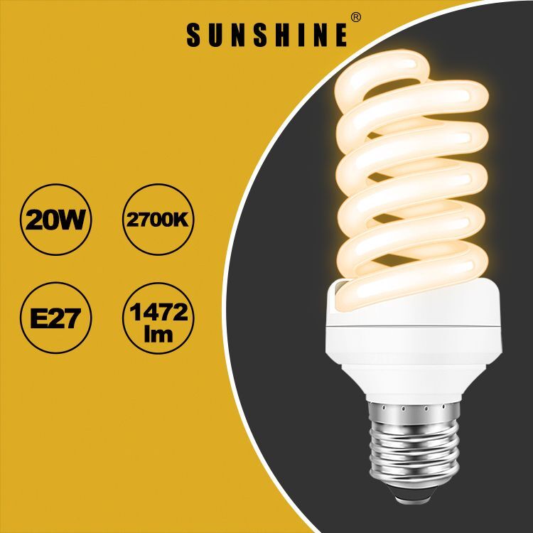 慳電膽(螺旋型燈膽) 23W E27大螺頭 白光6400K 黃光2700K (S24A23E27D/W)