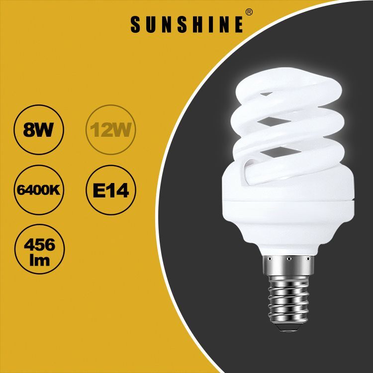 慳電膽(螺旋型燈膽) 8W / E14細螺頭 / 白光6400K 黃光2700K (S16A8E14D/W)
