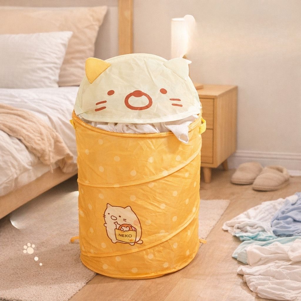 角落生物3D折疊式洗衣籃-CAT