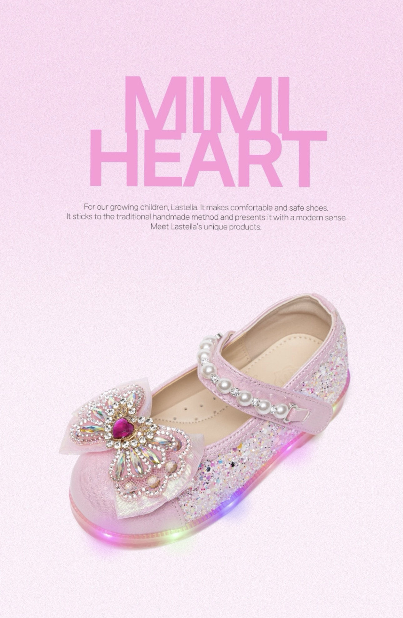 La Stella MIMI HEART LED Lighting Glitter Princess Shoes