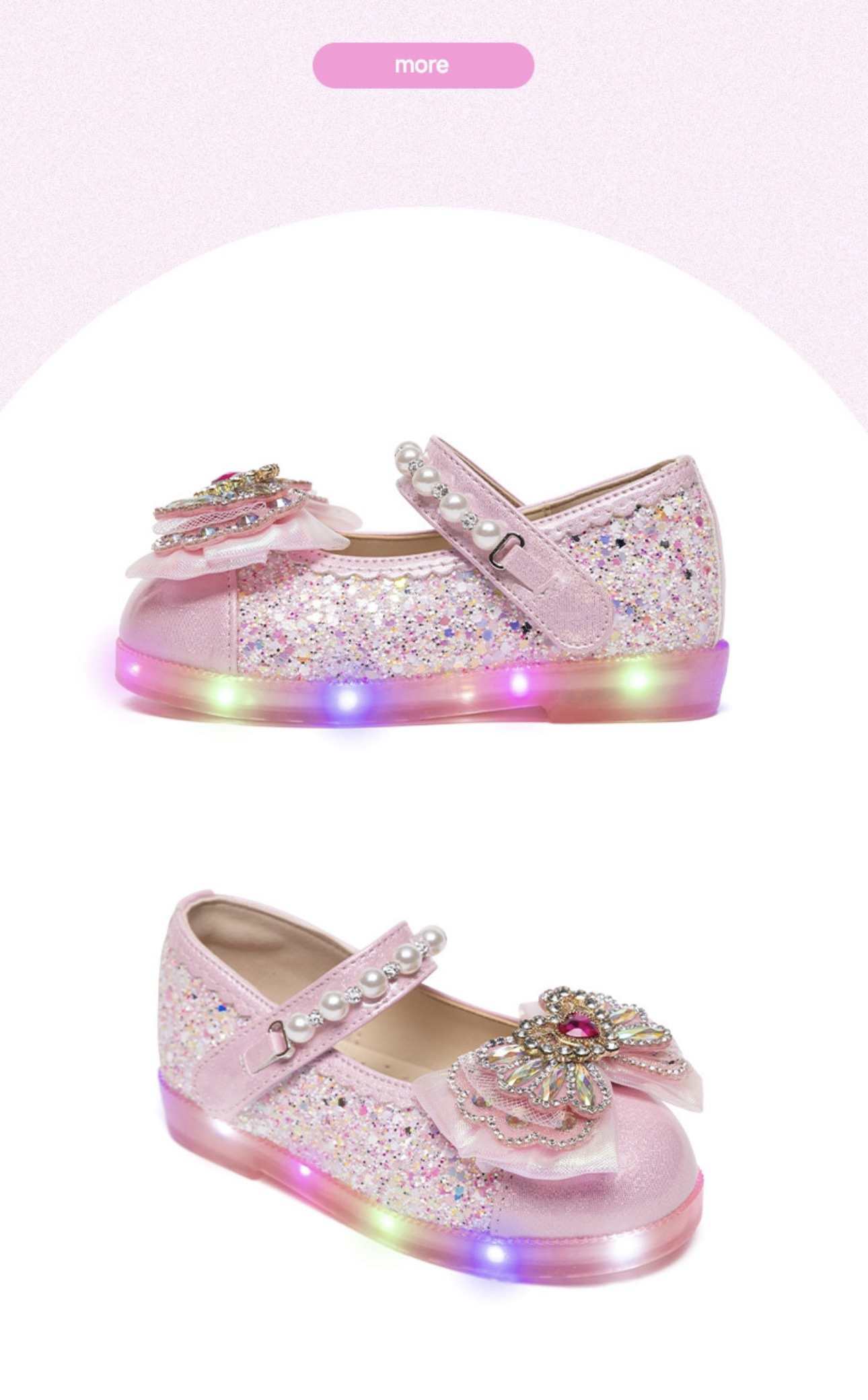 La Stella MIMI HEART LED Lighting Glitter Princess Shoes